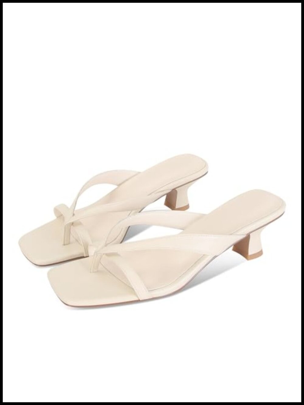 MICIFA Women's Kitten Heel Sandals Strappy Mule Slides Faux Leather Open Toe